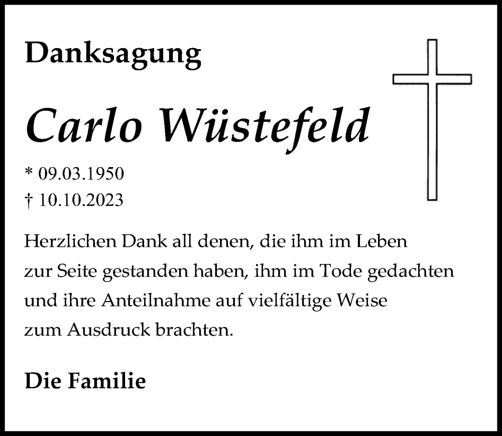 Traueranzeigen Von Carlo W Stefeld Trauer Anzeigen De