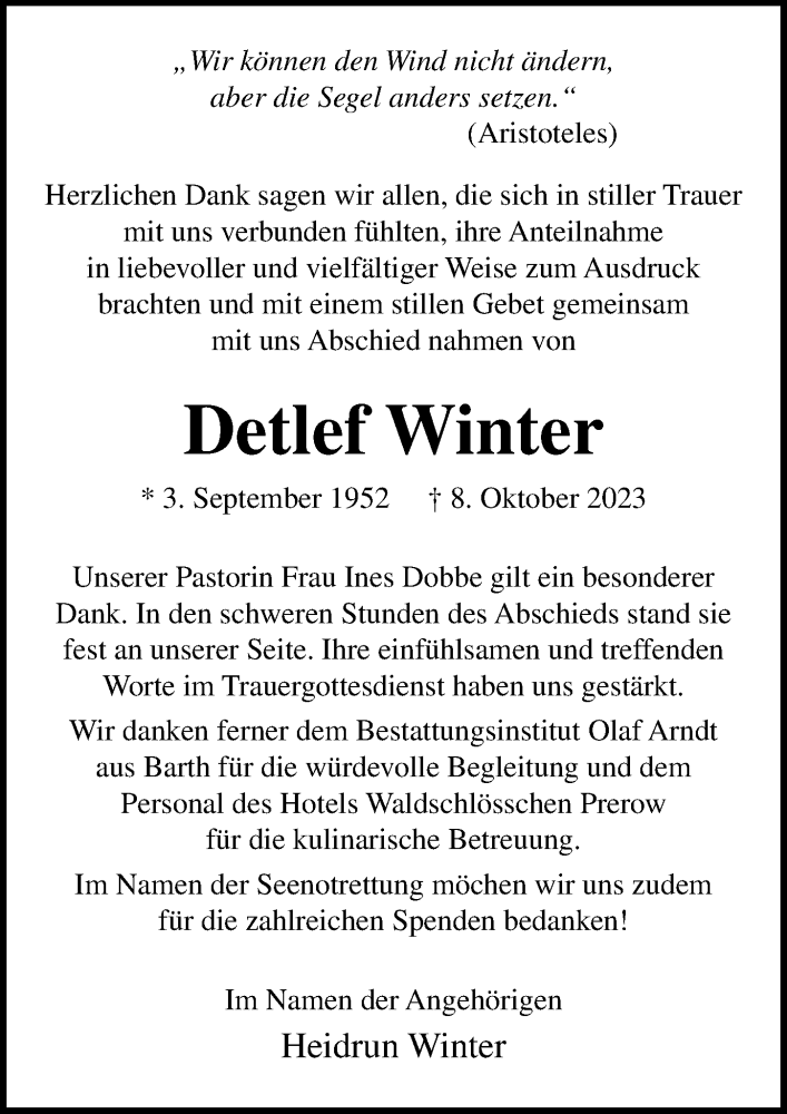 Traueranzeigen Von Detlef Winter Trauer Anzeigen De