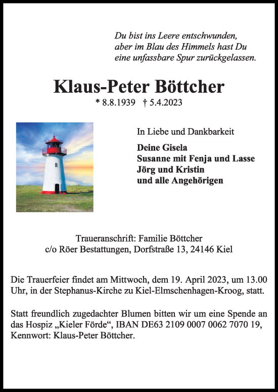 Traueranzeigen Von Klaus Peter B Ttcher Trauer Anzeigen De