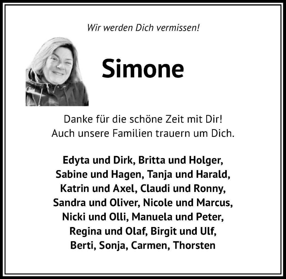 Traueranzeigen Von Simone Trauer Anzeigen De