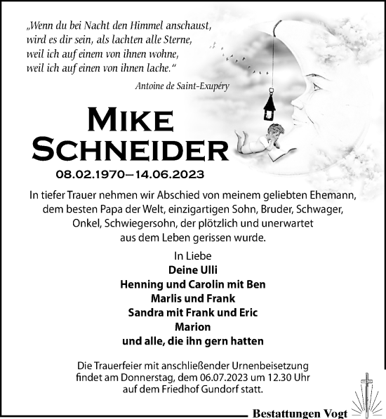 Traueranzeigen Von Mike Schneider Trauer Anzeigen De