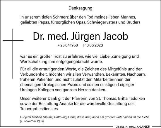 Traueranzeigen von Jürgen Jacob trauer anzeigen de