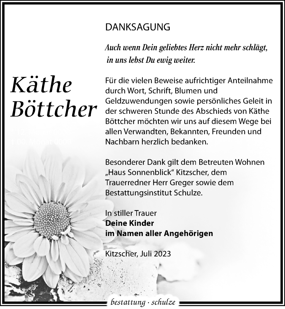 Traueranzeigen Von K The B Ttcher Trauer Anzeigen De