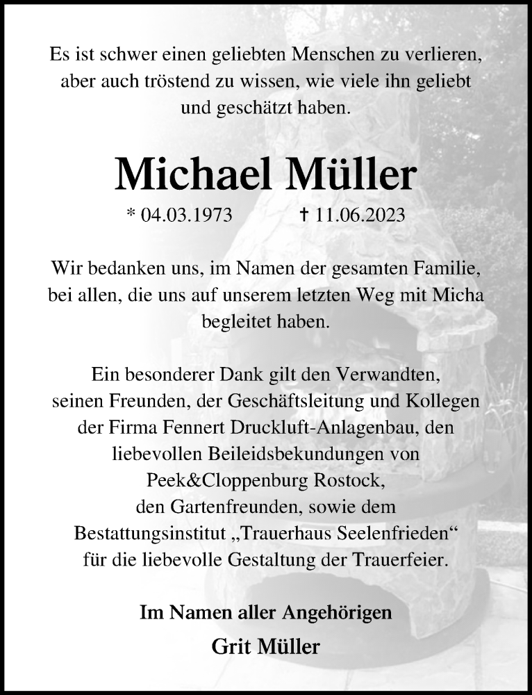 Traueranzeigen Von Michael M Ller Trauer Anzeigen De