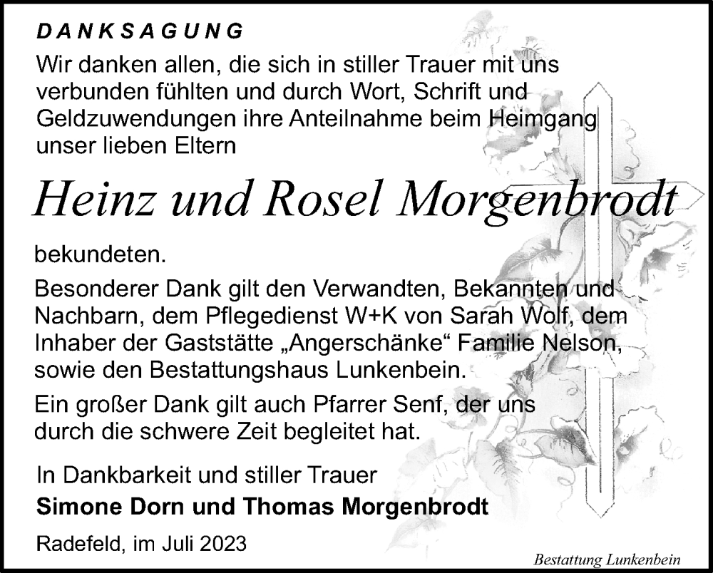 Traueranzeigen Von Rosel Morgenbrodt Trauer Anzeigen De