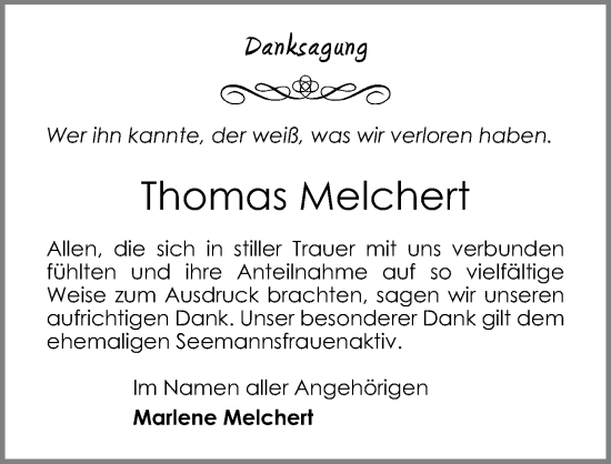 Traueranzeigen Von Thomas Melchert Trauer Anzeigen De