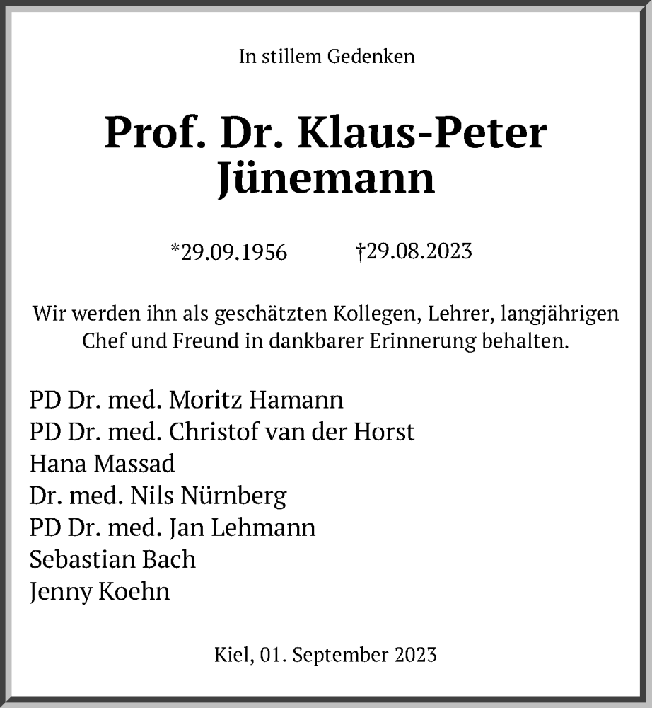 Traueranzeigen Von Prof Dr Klaus Peter J Nemann Trauer Anzeigen De