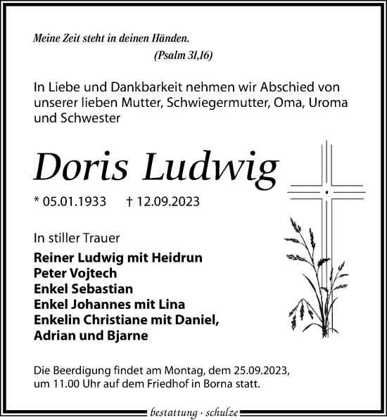 Traueranzeigen Von Doris Ludwig Trauer Anzeigen De