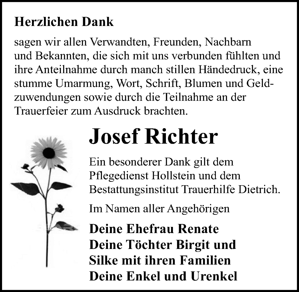 Traueranzeigen Von Josef Richter Trauer Anzeigen De