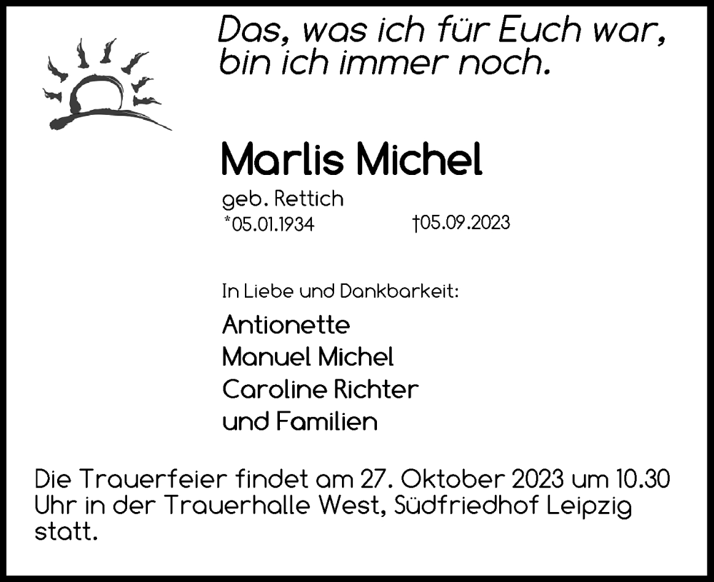 Traueranzeigen Von Marlis Michel Trauer Anzeigen De