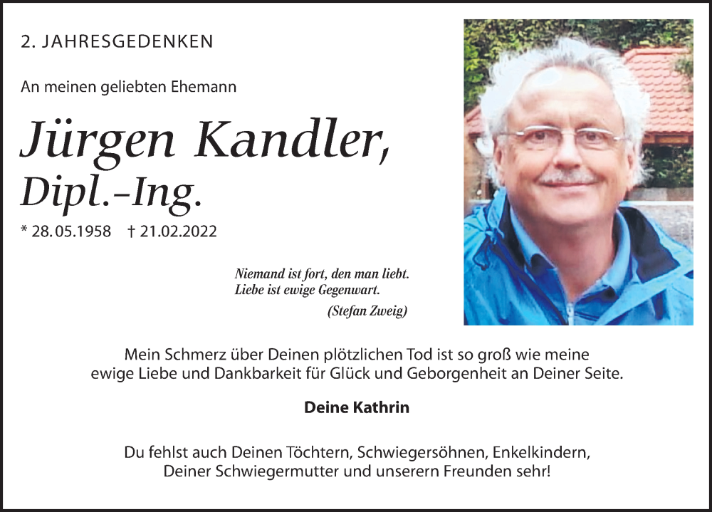 Traueranzeigen Von J Rgen Kandler Trauer Anzeigen De