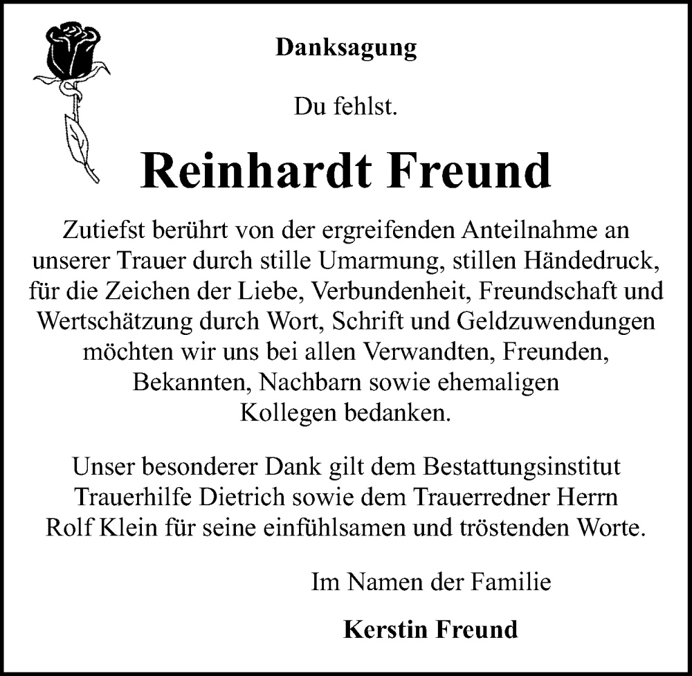 Traueranzeigen Von Reinhardt Freund Trauer Anzeigen De