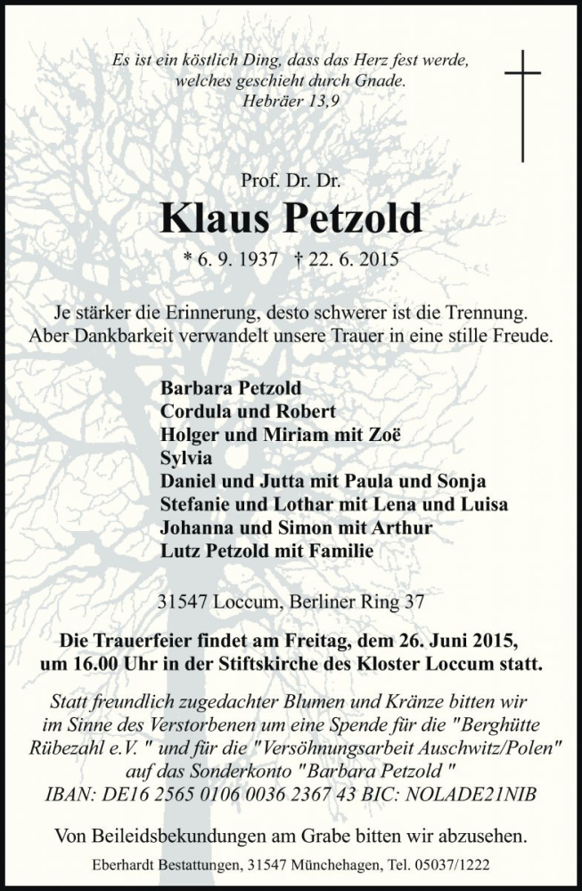 Traueranzeigen Von Klaus Petzold Trauer Anzeigen De