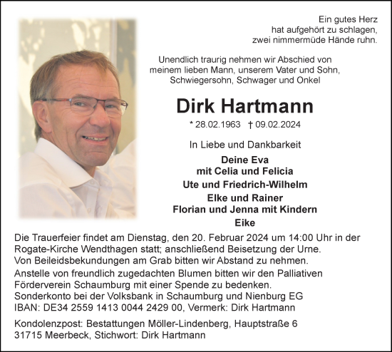 Traueranzeigen Von Dirk Hartmann Trauer Anzeigen De