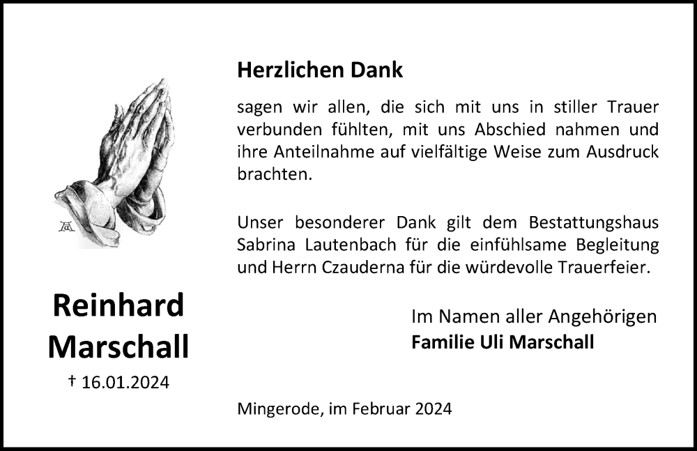 Traueranzeigen Von Reinhard Marschall Trauer Anzeigen De