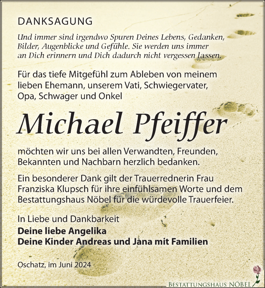 Traueranzeigen Von Michael Pfeiffer Trauer Anzeigen De