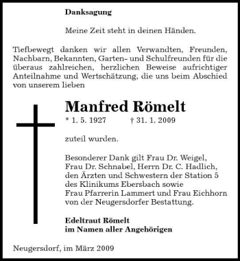 Traueranzeige von Manfred Römelt von Sächsische Zeitung