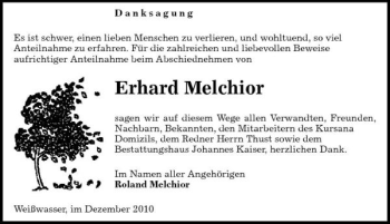 Traueranzeige von Erhard Melchior von Sächsische Zeitung