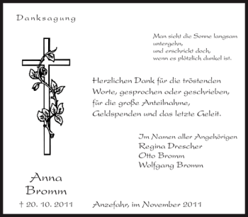 Traueranzeige von Anna Bromm von OP Marburg