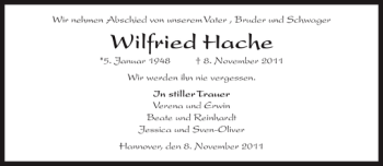 Traueranzeige von Wilfried Hache von HAZ/NP