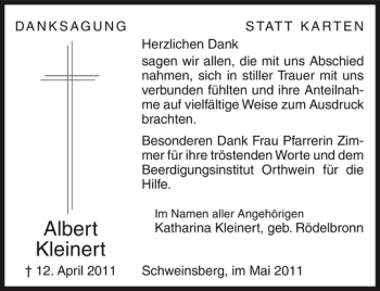 Traueranzeige von Albert Kleinert von OP Marburg