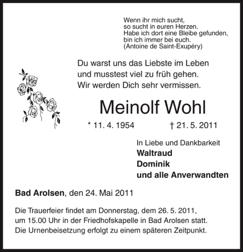 Traueranzeigen von Meinolf traueranzeigen.de