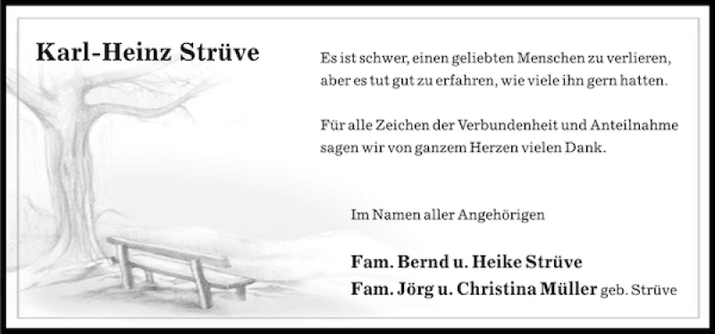  Traueranzeige für Karl-Heinz Strüve vom 03.09.2011 aus Schaumburger Nachrichten