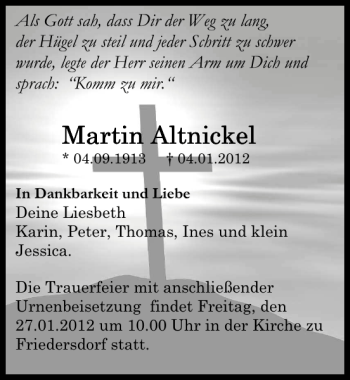 Traueranzeige von Martin Altnickel von Sächsische Zeitung