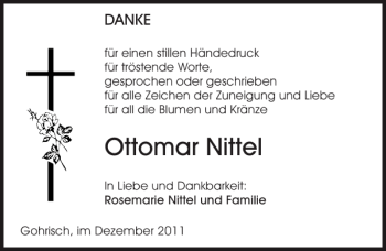 Traueranzeige von Ottomar Nittel von Sächsische Zeitung