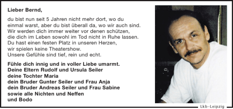  Traueranzeige für Bernd  vom 29.09.2012 aus Leipziger Volkszeitung