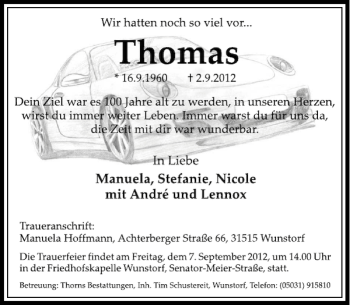 Traueranzeige von Thomas  von HAZ/NP