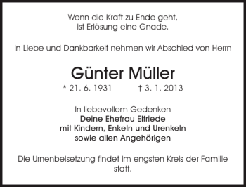 Traueranzeige von Günter Müller von Sächsische Zeitung