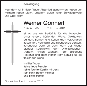 Traueranzeige von Werner Gönnert von Sächsische Zeitung