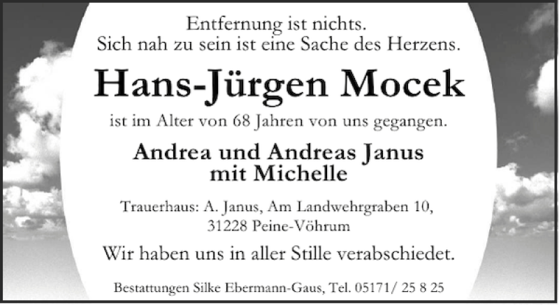  Traueranzeige für Hans-Jürgen Mocek vom 18.05.2013 aus Peiner Allgemeine Zeitung