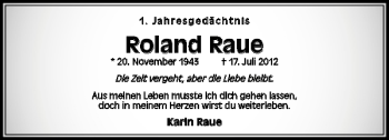 Traueranzeige von Roland Raue von HAZ/NP