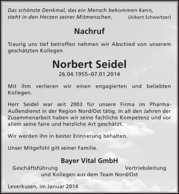 Traueranzeige von Norbert Seidel von Sächsische Zeitung