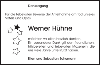 Traueranzeige von Werner Hühne von Sächsische Zeitung