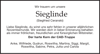 Traueranzeige von Sieglinde  von Leipziger Volkszeitung