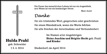 Traueranzeige von Hulda Prahl von Peiner Allgemeine Zeitung
