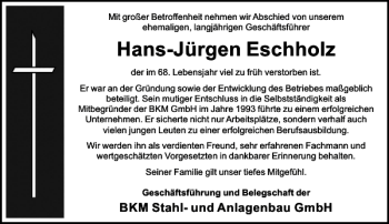 Traueranzeige von Hans-Jürgen Eschholz von Peiner Allgemeine Zeitung