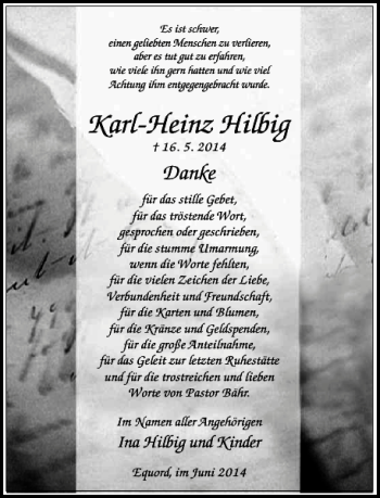 Traueranzeige von Karl-Heinz Hilbig von Peiner Allgemeine Zeitung