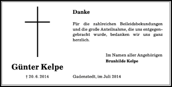 Traueranzeige von Günter Kelpe von Peiner Allgemeine Zeitung
