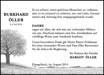 Traueranzeige von BURKHARD ÖLLER von Peiner Allgemeine Zeitung