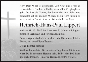 Traueranzeige von Heinrich-Hans-Paul Lippert von Ostsee-Zeitung
