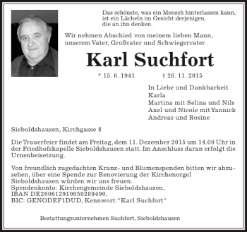 Traueranzeige von Karl Suchfort von Göttinger Tageblatt