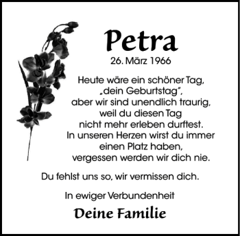 Traueranzeige von Petra  von Peiner Allgemeine Zeitung