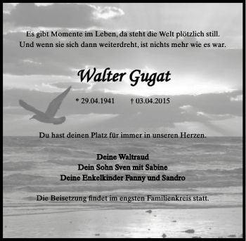 Traueranzeige von Walter Gugat von MAZ-Trauer.de