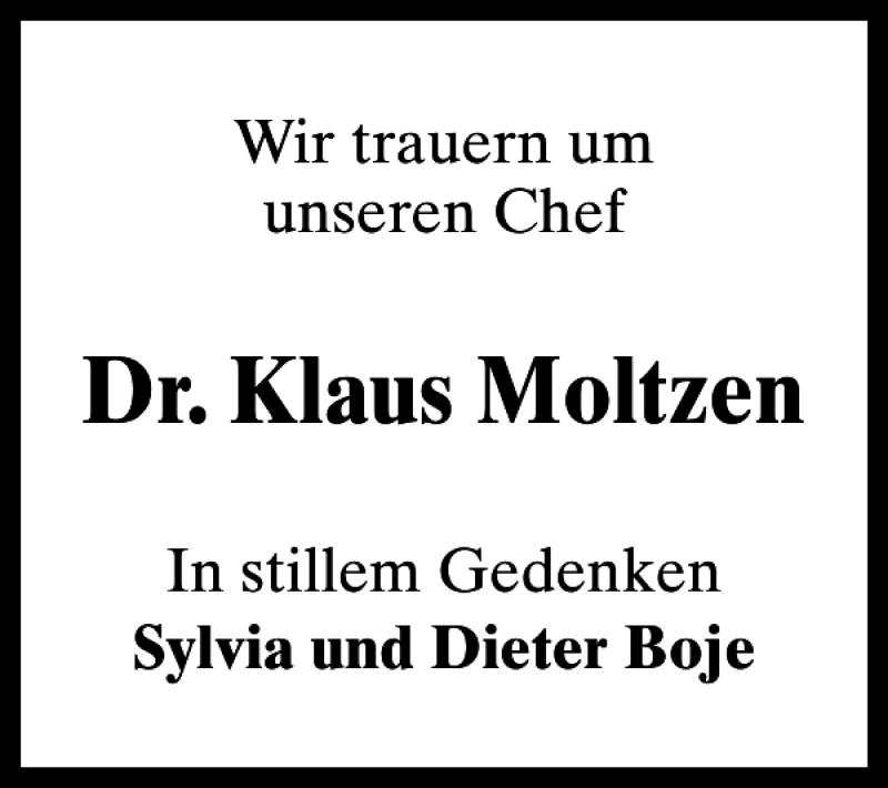  Traueranzeige für Klaus Moltzen vom 29.08.2015 aus HAZ/NP