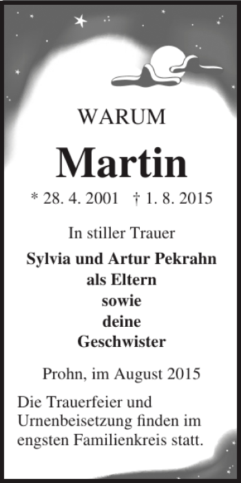 Traueranzeige von Martin  von Ostsee-Zeitung