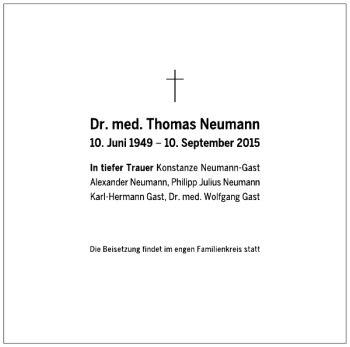Traueranzeige von Dr. med. Thomas Neumann von Leipziger Volkszeitung